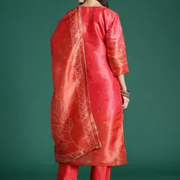 Indo Era Women Ethnic Motifs Embroidered Regular Thread Work Kurta with Trousers & With Dupatta image 3