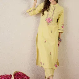 Indo Era Embroidered Straight Tunic With Trousers Co-Ords image 2