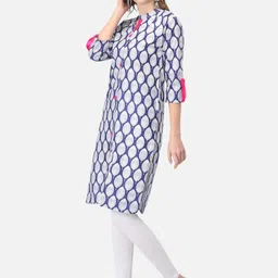 Biyu Geometric Printed Regular Cotton Straight Kurta image 5