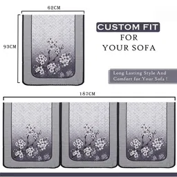 Aura Grey & Purple Printed Cotton Sofa Cover With Arms image 2