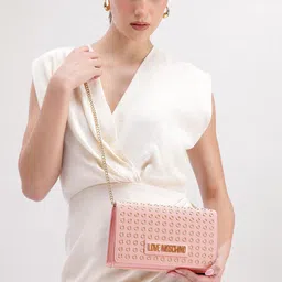 LOVE MOSCHINO Studded Brand Logo Embossed Structured Sling Bag image 3