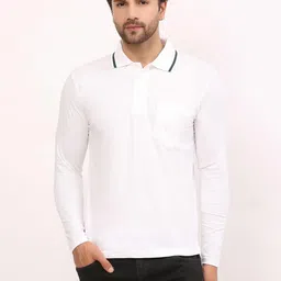 ALARM Men Solid Polo Collar Cotton Slim Fit T-shirt-picture-18