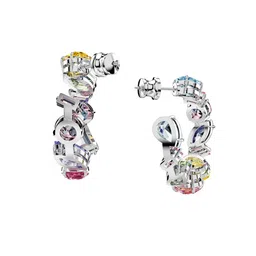 SWAROVSKI Rhodium-Plated Crystals Stone-Studded Hoop Earrings image 3