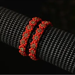 1ST TIME Set Of 6 Stone-Studded & Beaded Bangles image 4