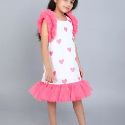 Pink Chick Print Flutter Sleeve A-Line Dress image 5