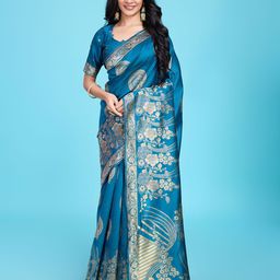 RICH & ROMAN Woven Design Zari Pure Silk Banarasi Saree-picture-19