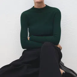 MANGO High Neck Fitted Crop Pullover-picture-33