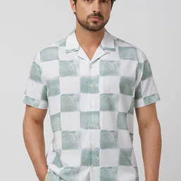Mufti Men Cuban Collar Abstract Printed Cotton Relaxed Fit Casual Shirt-picture-23