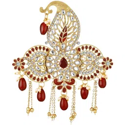 Mahi Maroon Plated Alloy Brooch image 3