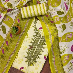 MANVAA Embellished Unstitched Dress Material image 3