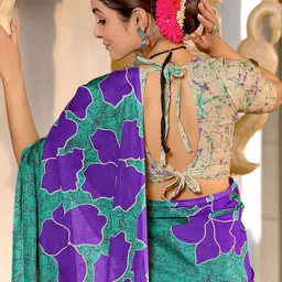 KALINI Floral Block Print Saree image 4