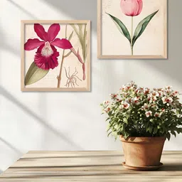 WALLLANE Brown & Pink 2 Pieces Wood Madhubani Wall Art-picture-18