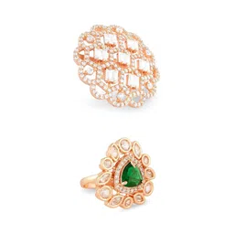 AMI Set Of 2 Stone-Studded Adjustable Finger Rings image 2