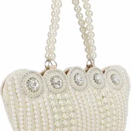 yuvika handicraft Party White Clutch image 5