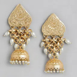 Anouk Gold Plated Beaded Dome Shaped Jhumkas Earrings-picture-42