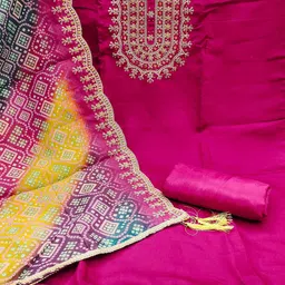 KALINI Embroidered Pure Silk Unstitched Dress Material image 2