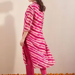 Moda Rapido Women Leheriya Striped Thread Work Georgette Kurta image 3