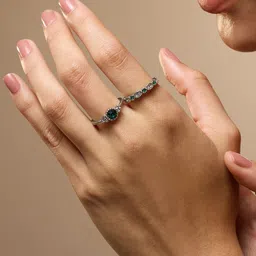 SOHI Set Of 2 Silver-Plated Stones-Studded Finger Rings image 5