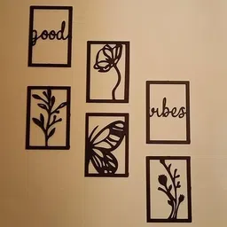 zeskro Wooden butterfly good vibes Wall Decor Hangings Living Room, Bedroom,Office Pack of 6 image 2