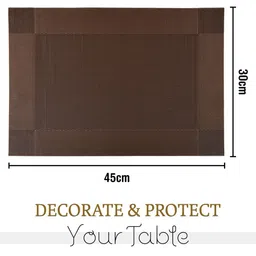 Aura Brown 12Pieces Border Chatai-Patterned Heat-Resistant Rectangular Table Placemats image 4