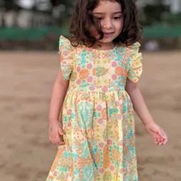 Tura Turi Women Floral Print Flutter Sleeve Fit & Flare Dress-image-20