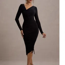 WANQUILA Women Black Bodycon Midi Dress-picture-12