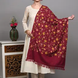 Exotic India Floral Aari Embroidered Shawl-picture-31