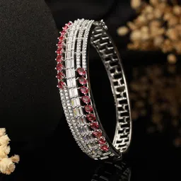 Anouk Women Brass American Diamond Silver-Plated Link Bracelet-picture-23