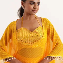 DEASHA INDIA Embroidered Sweetheart Neck Top Kaftan With Sharara Co-Ords Set image 3