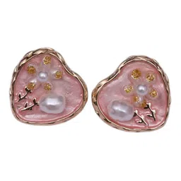 ADC SHEMONA Gold-Plated Heart Shaped Stone Studded Studs image 3