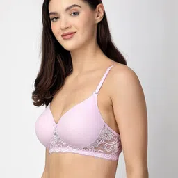 Floret Bra Medium Coverage Pink Lightly Padded Bra image 5