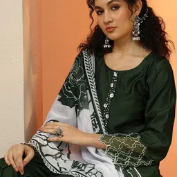 libas Women Silk Blend Kurta Pant Dupatta Set image 1