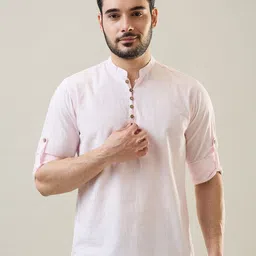 TIM PARIS Regular Fit Mandarin Collar Cotton Casual Shirt-image-90