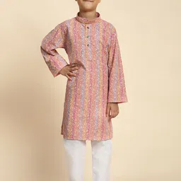 Pro-Ethic STYLE DEVELOPER Boys Floral Printed Pure Cotton Kurta with Pyjama-picture-42