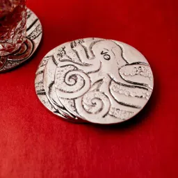 GIBOX Silver Octa Coasters for Dining Set Kitchen Table Home D cor Restaurants Designer (Set of 4) image 2