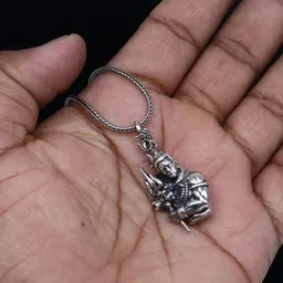 P. R. PRINTS Stainless Steel Silver-Plated Shankar Ji Pendants With Chains image 4