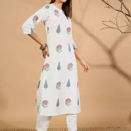 anouk rustic Anouk Women Printed Regular Kurta with Trousers & With Dupatta image 3