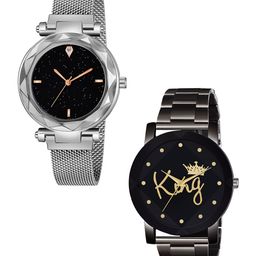 CSAMON Unisex Pack of 2 Bracelet Style Straps Analogue Watch GR_379_Silver_4_Prizam_King-picture-16
