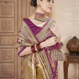 Dori Ethnic Motif Woven Design Zari Banarasi Saree image 5