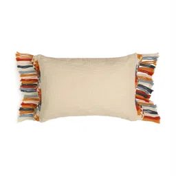 Revive Home Off White & Yellow Cotton Rectangle Cushion Covers image 2