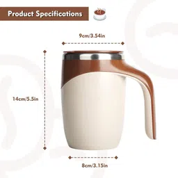 edtepy 380mL Self Stirring with Lid |Automatic Magnetic Stirring Coffee Cup Stainless Steel Coffee Mug image 4