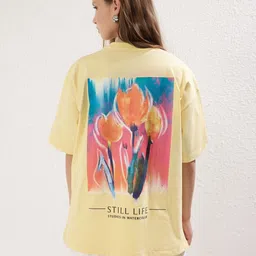 Trendyol Women Graphic Printed Round Neck Cotton Oversized T-shirt-picture-42