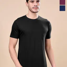 TQH Men Pack of 3 Dry Fit Solid Round Neck Slim Fit T-shirts-picture-15