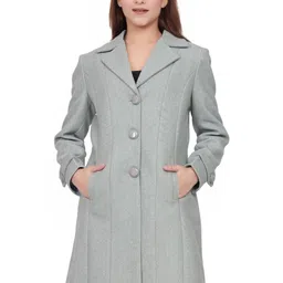Hallinton Women Solid Notched Lapel Single-Breasted Regular Fit Long Sleeves Overcoat-image-80