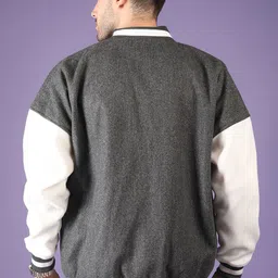 CHKOKKO Men Fleece Lightweight Varsity Jacket image 2