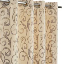 GEET CREATIONS Cream-Coloured Set of 2 Floral Room Darkening Long Door Curtain-picture-32
