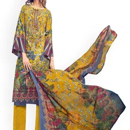 DRAVINAM Trends Floral Embroidered Thread Work Pure Cotton Unstitched Dress Material-image-78
