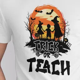 Seekbuylove Trick Or Teach Graphic Printed Pure Cotton Bio Finish T-shirt image 2