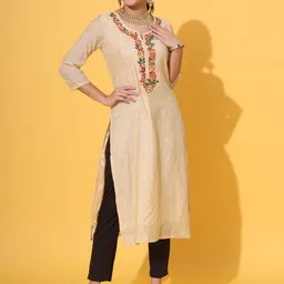 KALINI Women Geometric Embroidered Flared Sleeves Thread Work Kurta-picture-12