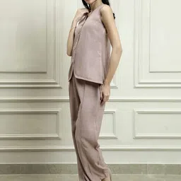 Athena Immutable Linen V-Neck Waistcoat With Trousers Co-Ords image 3